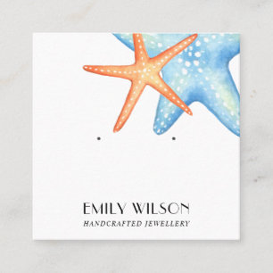BLUE STAR FISH AQUATIC STUD OARRING DISPLAY CARD QUADRATISCHE VISITENKARTE