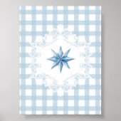 Blue Star Gingham Christmas Poster (Vorne)
