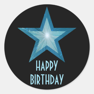 Blue Star "Happy Birthday" Rundaufkleber schwarz Runder Aufkleber