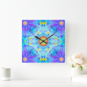 Blue Star Hippy Mandala Patterned Quadratische Wanduhr (Zuhause)