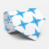Blue Star-Krawatte (weißer Hintergrund) Krawatte (Gerollt)