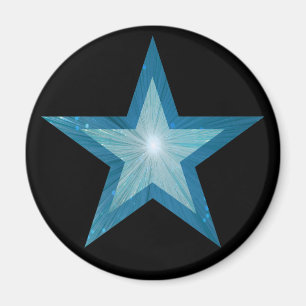 Blue Star Kühlschrankmagnet rund schwarz