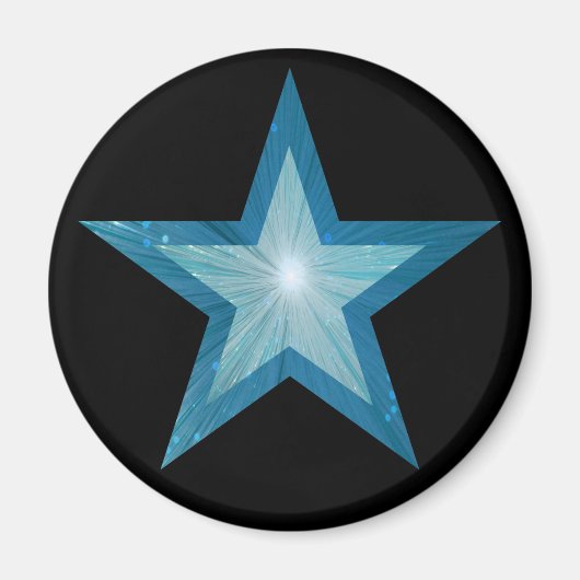 Blue Star Kühlschrankmagnet rund schwarz (Vorne)