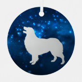 Blue Star Lights Australian Shepherd Weihnachten Ornament Aus Metall (Vorderseite)