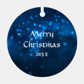 Blue Star Lights Boston Terrier Dog Weihnachten Ornament Aus Metall (Rückseite)