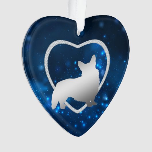 Blue Star Lights Corgi Dog Ornament (Vorderseite)