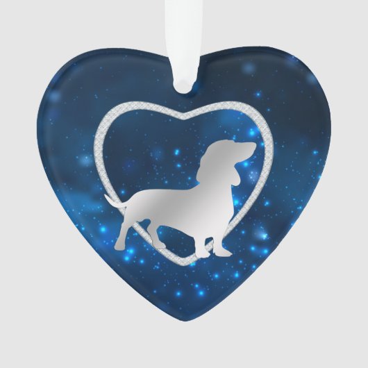 Blue Star Lights Dackel Hund Ornament (Vorderseite)