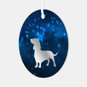 Blue Star Lights Dackel Hund Weihnachten Ornament Aus Metall (Vorderseite links)