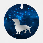 Blue Star Lights Dackel Hund Weihnachten Ornament Aus Metall (Vorderseite)