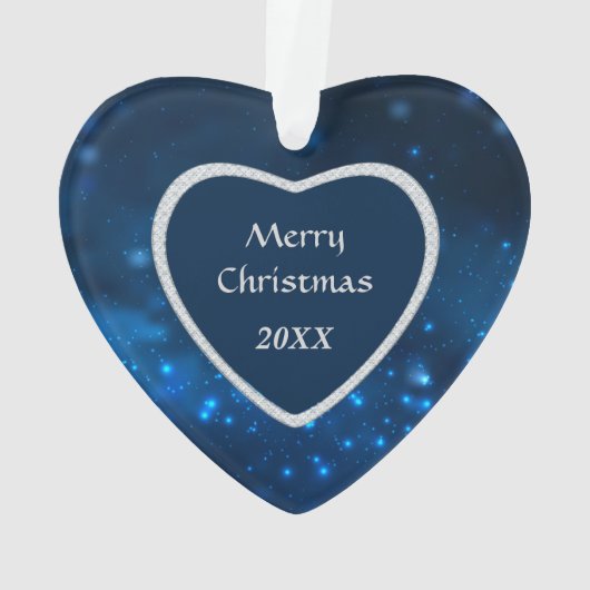 Blue Star Lights German Shepherd Hund Ornament (Rückseite)