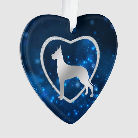 Blue Star Lights Great Dane Hunde Ornament (Vorderseite)