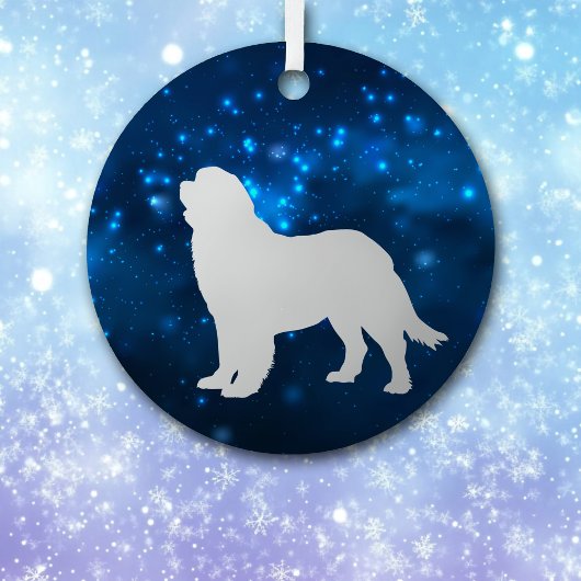Blue Star Lights Neufundland Hund Weihnachten Ornament Aus Metall