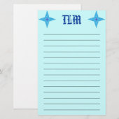 Blue Star Mit Monogramm Stationery Lined Briefpapier (Vorne/Hinten)