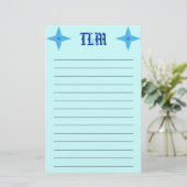 Blue Star Mit Monogramm Stationery Lined Briefpapier (Stehend Vorderseite)