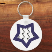 Blue Star mit Musiknoten Schlüsselanhänger (Vorderseite)