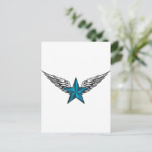 Blue Star mit Wings Postkarte (Stehend Vorderseite)