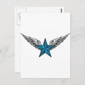 Blue Star mit Wings Postkarte (Vorne/Hinten)