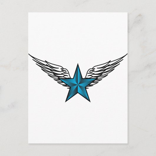 Blue Star mit Wings Postkarte (Vorderseite)