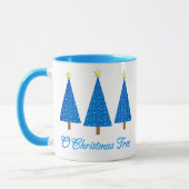 Blue Star Muster Moderne Weihnachtsbaumen Tasse (Links)