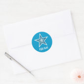 Blue Star "Name" Rundkleber blau Runder Aufkleber (Umschlag)
