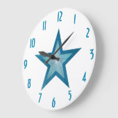 Blue Star 'numbers' clock round white Große Wanduhr (Winkel)