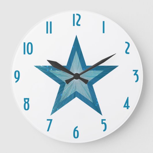 Blue Star 'numbers' clock round white Große Wanduhr (Vorderseite)