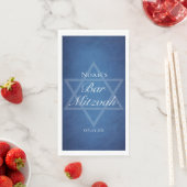 Blue Star of David Customized Bar Mitzvah Party Serviette (Beispiel)