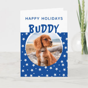 Blue Star Pattern Welpe Dog Pet Foto Feiertagskarte