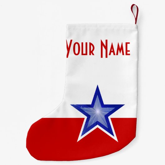 Blue Star Red Name Strumpf zweiseitig Kleiner Weihnachtsstrumpf (Rückseite)