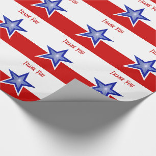Blue Star Red Print Danke Strip Geschenkpapier