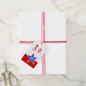 Blue Star Red Print Dankeschön Geschenkmarken Geschenkanhänger (Mit Garn)
