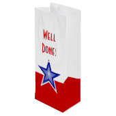 Blue Star Red Print Gut Fertig Wein! Geschenktüte Für Weinflaschen (Rückseite Schrägansicht)