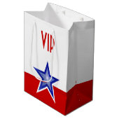 Blue Star Red Print VIP Medium Mittlere Geschenktüte (Vorderseite Schrägansicht)