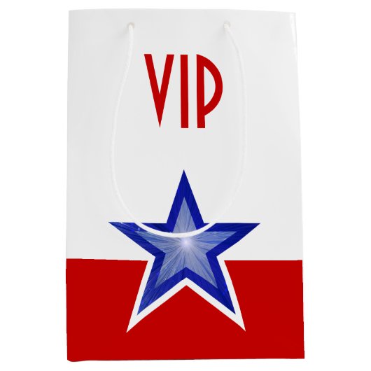 Blue Star Red Print VIP Medium Mittlere Geschenktüte (Vorderseite)
