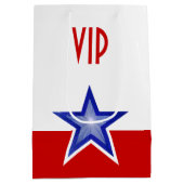 Blue Star Red Print VIP Medium Mittlere Geschenktüte (Rückseite)
