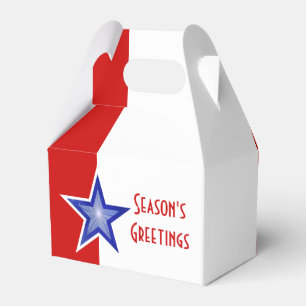 Blue Star Red Season's Greetings vertikale Geschen Geschenkschachtel