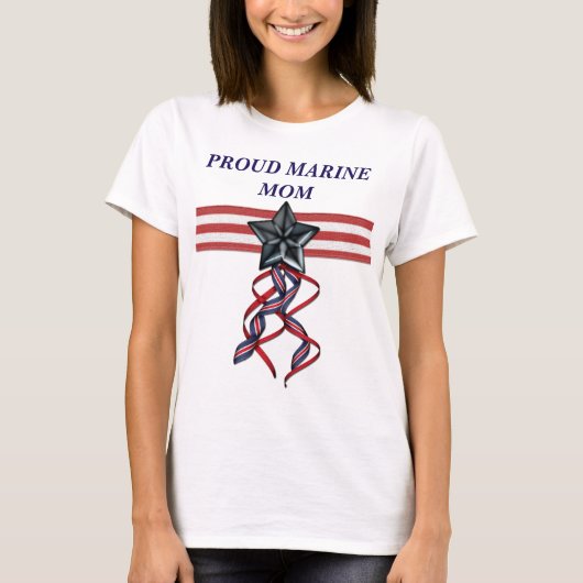 Blue Star Ribbon Proud Marine Mama T-Shirt (Vorderseite)