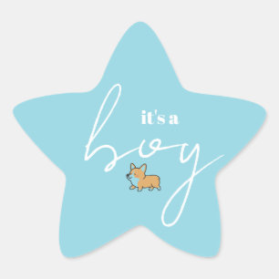 Blue Star Shape Baby Duschkleber Corgi Design Stern-Aufkleber