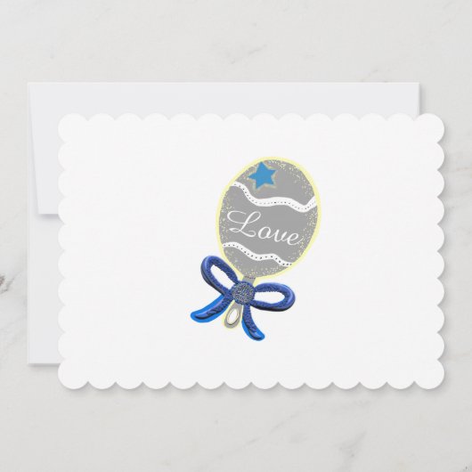 Blue Star Silver Rattle Baby Dusche Einladung (Rückseite)