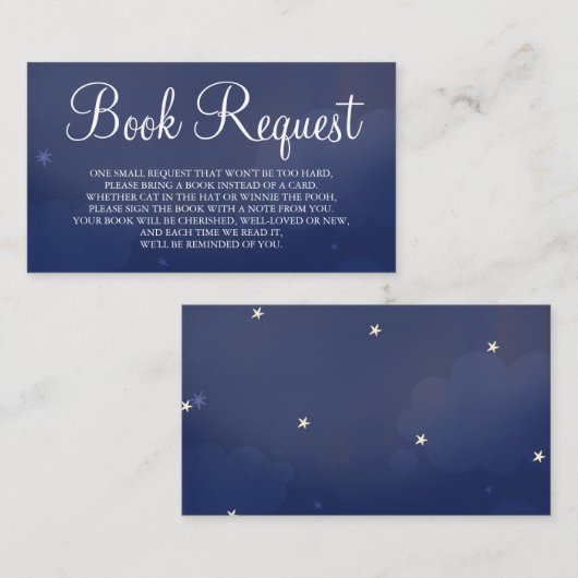 Blue Star Sky Book Request Card Visitenkarte (Vorne/Hinten)
