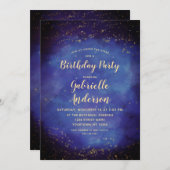 Blue Star Sky Celestial Geburtstagsparty Einladung (Vorne/Hinten)