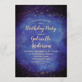 Blue Star Sky Celestial Geburtstagsparty Einladung