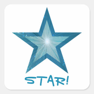Blue Star 'STAR' Quadrat Aufkleber weiß