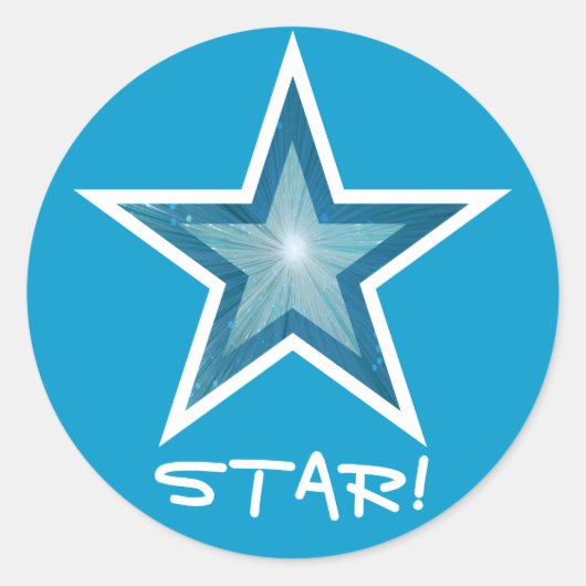 Blue Star 'STAR' runder Aufkleber blau (Vorderseite)