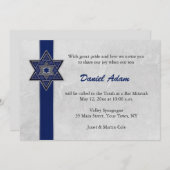 Blue Star Stripe Bar Mitzvah Einladung (Vorne/Hinten)