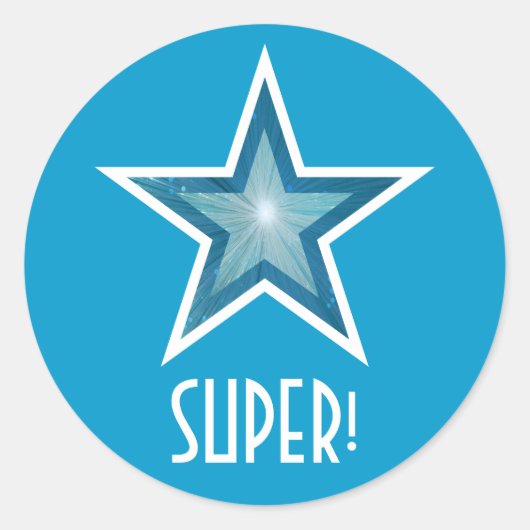 Blue Star "SUPER" runder Aufkleber blau! (Vorderseite)