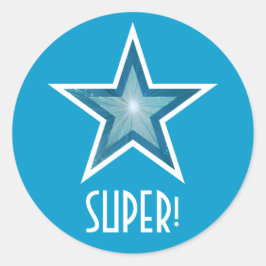 Blue Star "SUPER" runder Aufkleber blau!