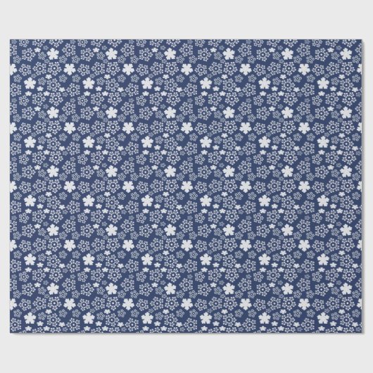 Blue Star und Snowflake Weihnachten Winter Pattern Geschenkpapier (Flach)