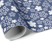 Blue Star und Snowflake Weihnachten Winter Pattern Geschenkpapier (Rolleneckpunkt)