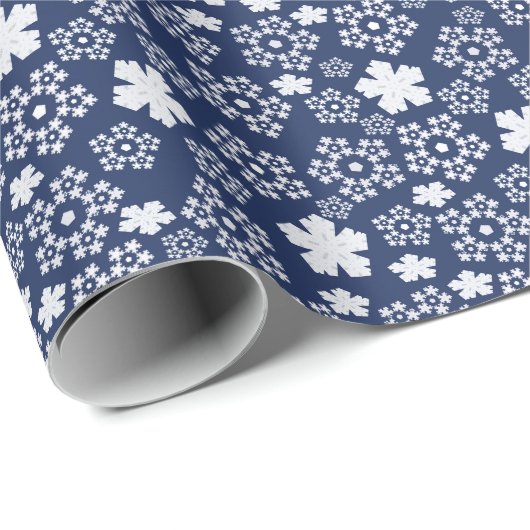 Blue Star und Snowflake Weihnachten Winter Pattern Geschenkpapier (Rolleneckpunkt)